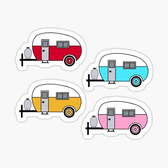 Discover Camping Vintage Camper Sticker Pack