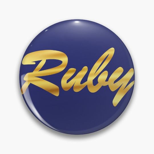 Discover Ruby: Female Dog Name Writing in Golden Calligraphy-