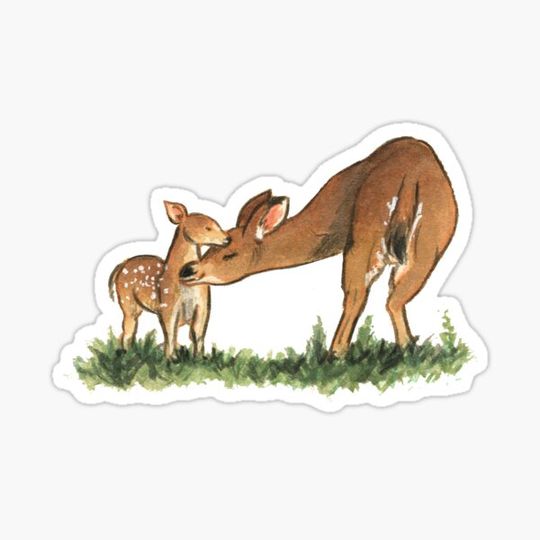 Discover Deer Mom and son Watercolour original design