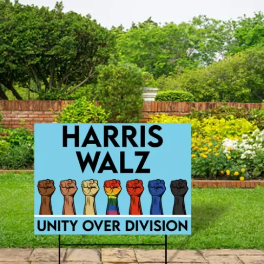 Discover Harris Walz 2024 Yard Sign- Unity Over Division Kamala Harris Yard Sign