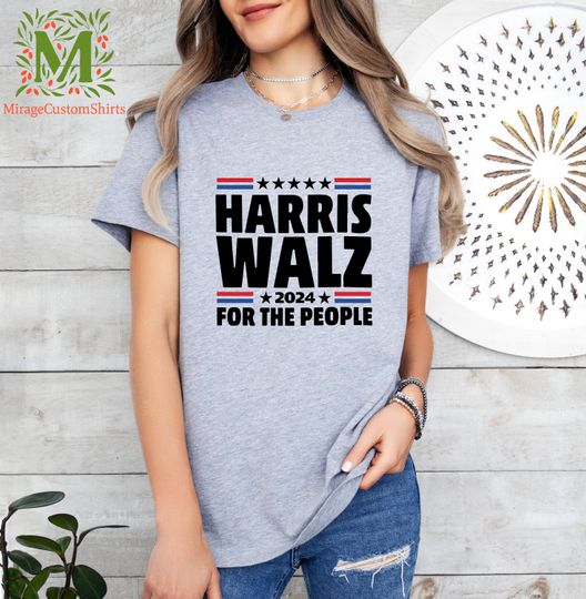 Discover Harris Walz 2024 Vote Blue T-Shirt