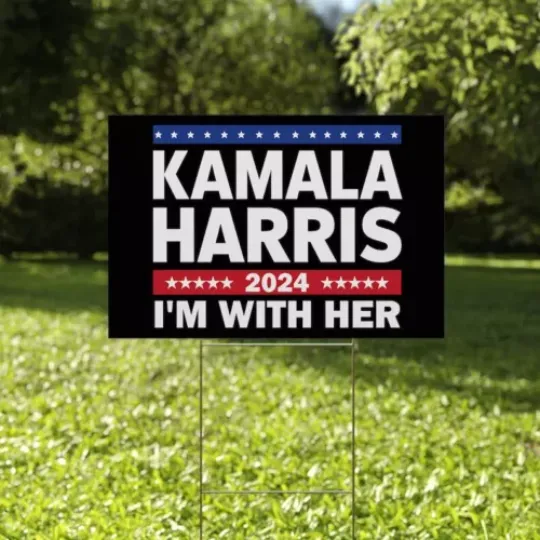 Discover Kamala Harris 2024 I'm With Her Maker Herstory Breaking Barriers Yard Sign