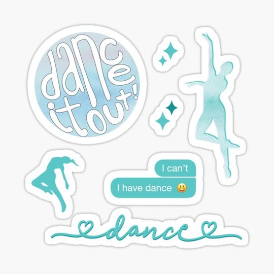 Discover Teal Watercolor Dance Sticker Pack