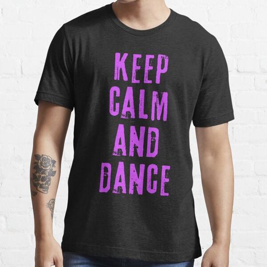 Discover Keep calm and dance – inspirational quote. Purple print.