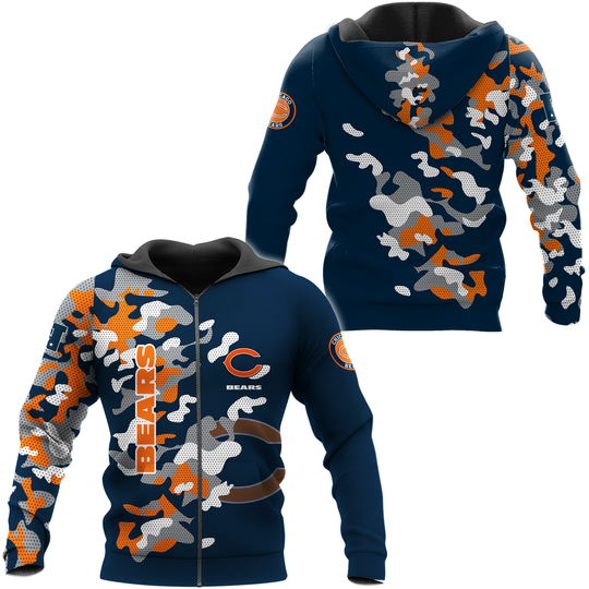 Discover Chicago Bears Football Hoodie, 3D Zip Hoodie