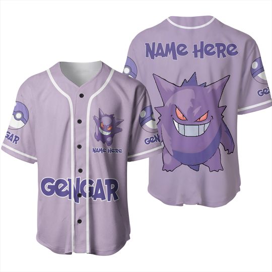 Discover Custom Name Gengar Unisex Baseball Jersey, Jersey Lover PKM Shirt