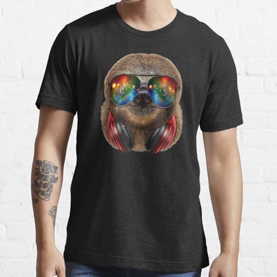 Discover Giant Sloth as DJ in Galaxy Sunglass, Headphone - T-Shirt