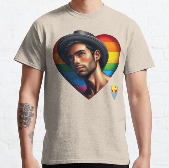 Discover Man with hat and rainbow heart 6.