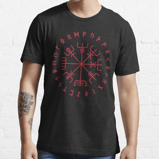 Discover Norse Vegvisir Elder Futhark Pagan Viking Runes Red