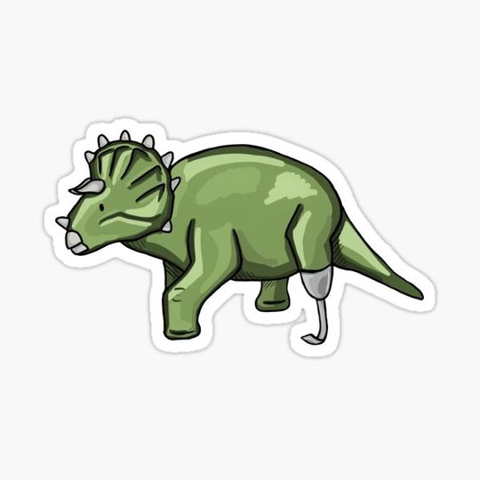 Discover Green Dino with Prosthetic Leg