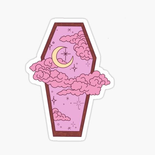 Discover spooky coffin sticker