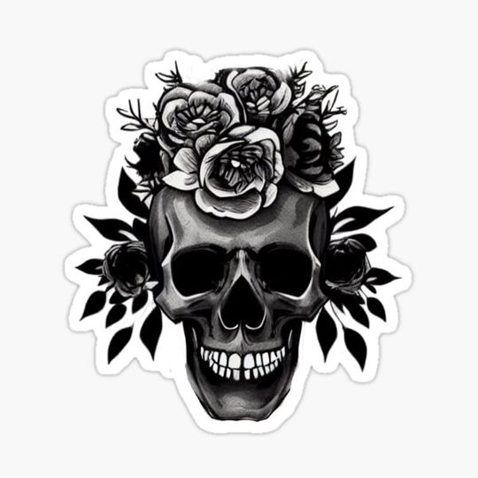 Discover flower skull sticker