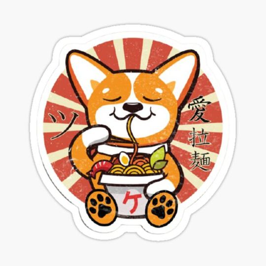 Discover Corgi Eating Ramen Cute Kawaii Noodles