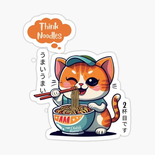 Discover Think Noodles Cute Hated Cat Eating Ramen with Chopsticks