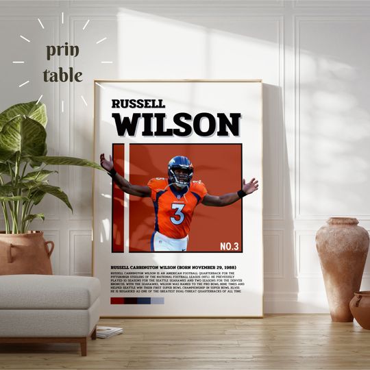 Discover Russell WilsonPoster, Russell Wilson, American Football Fan Gifts, Football Poster
