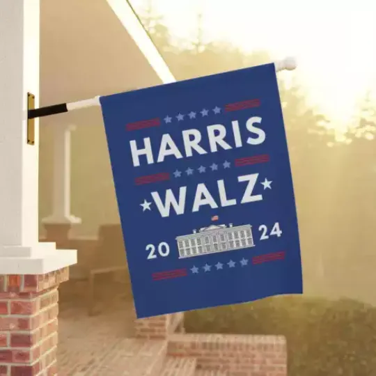 Discover Harris Walz 2024 Vote Blue Save Democracy US Presidential Election Flag