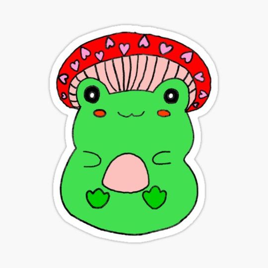 Discover red mushroom cute frog