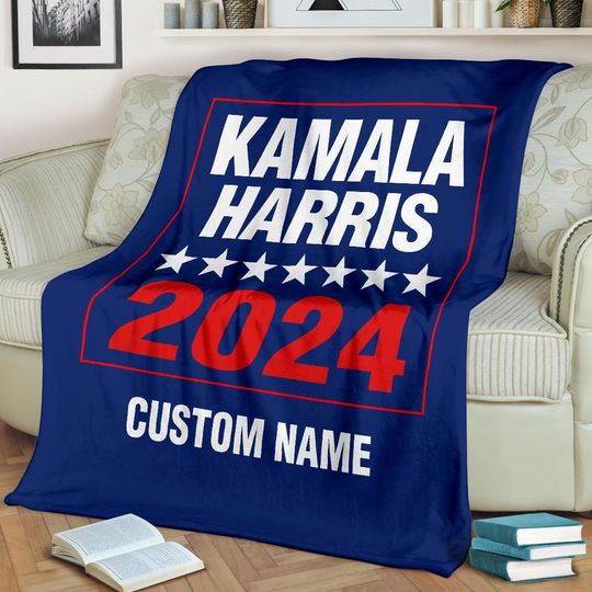 Discover Kamala Harris Elections Custom Name Throw Blanket, Bedding Gift