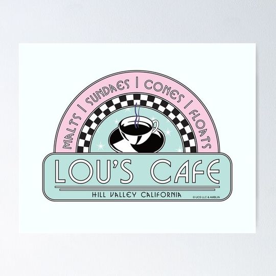 Discover Lou's Café, Hill Valley. On Blue. Back To The Future Movie