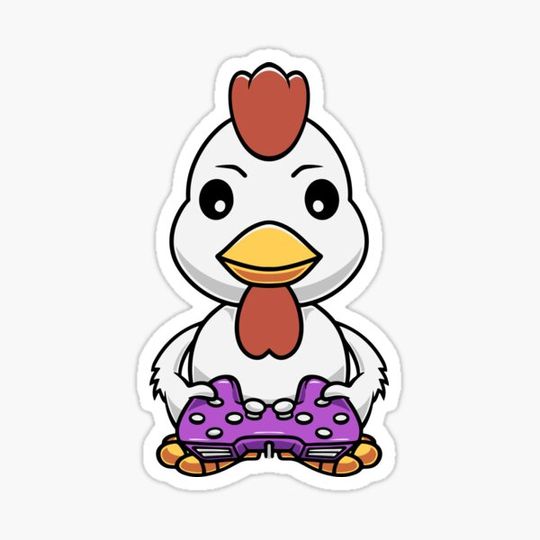 Discover Cute chicken playing game cartoon illustration