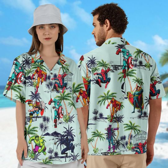 Discover Tropical Spider Superhero Aloha Shirt, Captain Superhero 3D All Over Printed Hawaiian Shirt