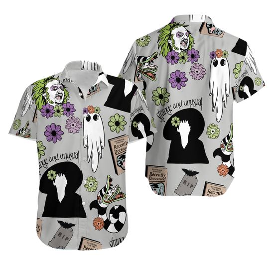 Discover Beetlejuice Halloween Hawaiian Shirt, Never Trust The Living Button Up Shirt