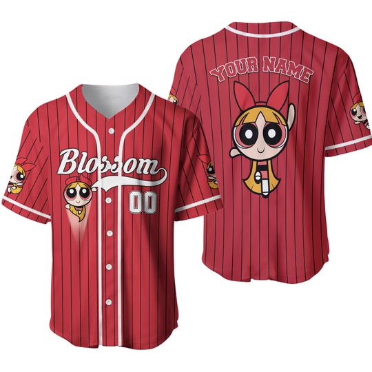 Discover Personalize Blossom Jersey, Power Puff Girls Baseball Shirt, The Powerpuff Girls Jersey