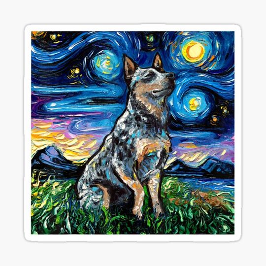 Discover Blue Heeler Starry Night Australian Cattle Dog Art By Aja