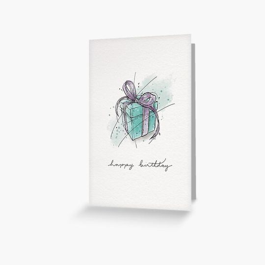 Discover Watercolour Present Birthday Card