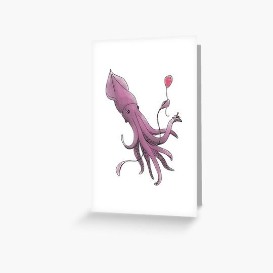 Discover Giant Squid with Cake and Balloon - Happy Birthday