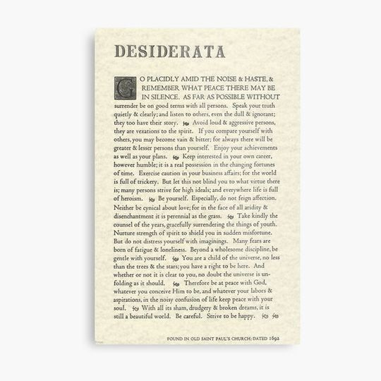 Discover The Original Desiderata Poster by Max Ehrmann