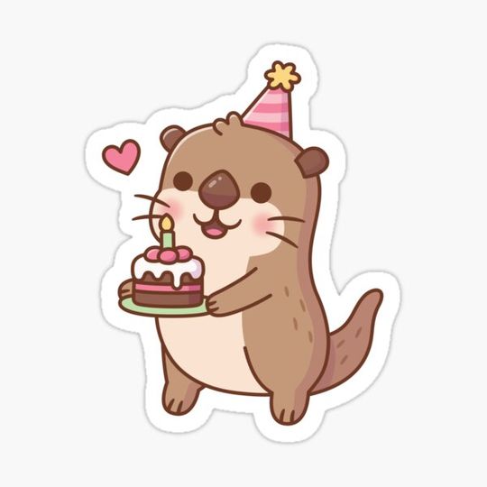 Discover Cute Otter With Birthday Cake