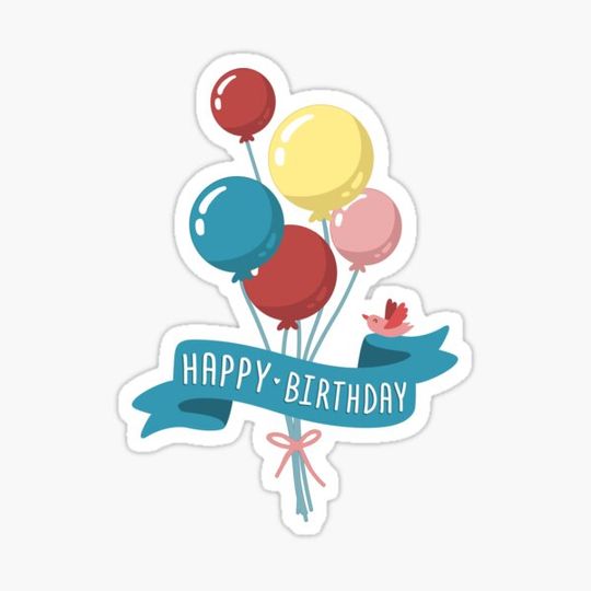 Discover Happy Birthday Balloons Illustration Sticker