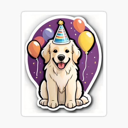 Discover Birthday pup. English cream golden retriever birthday design.