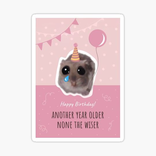 Discover Happy Birthday! Another year older none the wiser with funny sad hamster