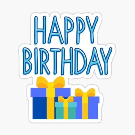 Discover Happy Birthday - Words and Presents in Blue