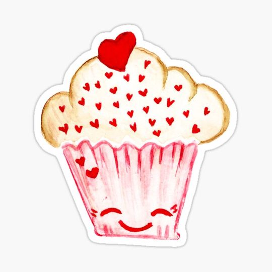 Discover watercolor Illustration - Cute In Love Muffin