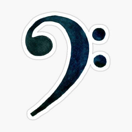 Discover Watercolor Bass Clef, Dark Blue
