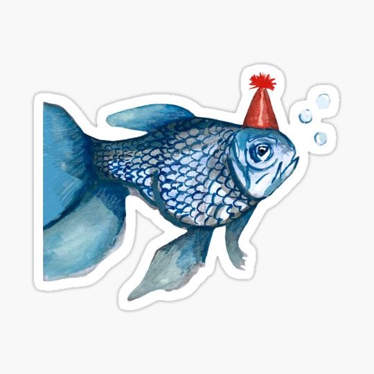 Discover Party fish with a birthday hat