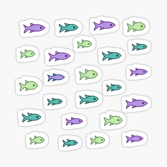 Discover Simple green and purple fish sticker pack