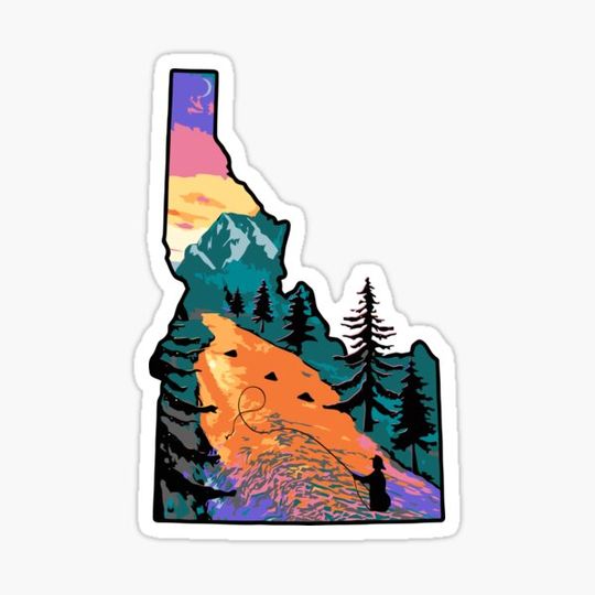 Flyfishing Idaho River Mountain Sunset Art