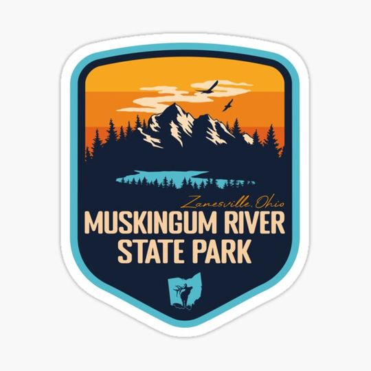 Discover Muskingum River State Park Ohio OH Badge Souvenir