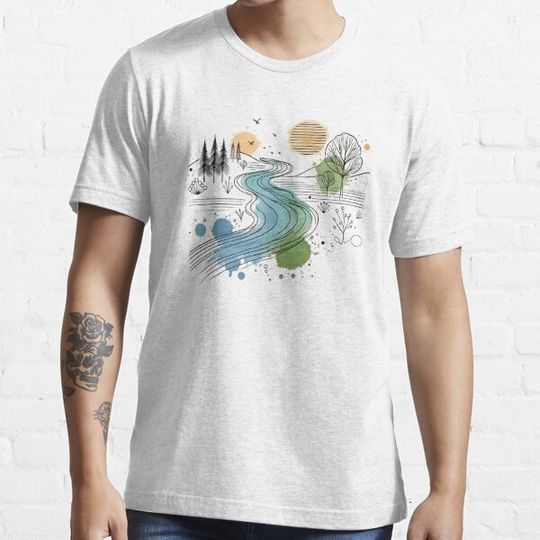 Discover River watercolor line art