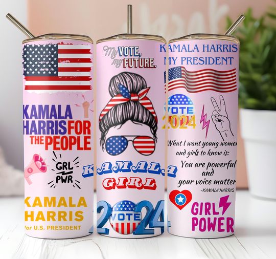 Discover Kamala Girl USA Elections 2024 Tumbler, Kamala Harris Supporter 20oz
