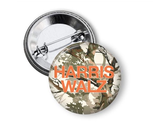 Discover Harris Walz camo hat button