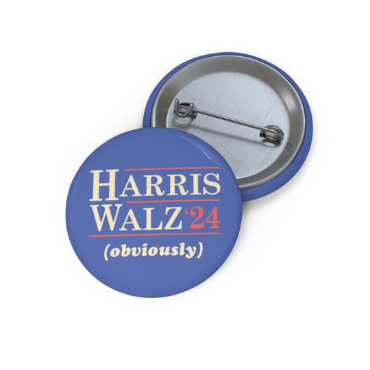 Discover HARRIS WALZ '24 Obviously Funny Pin | Humorous Democratic Button