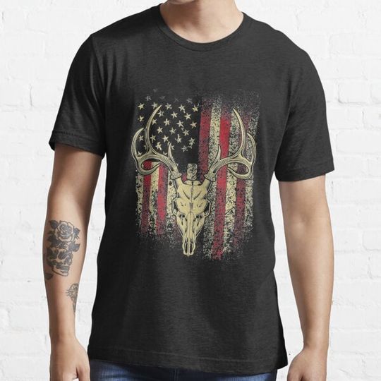 Discover Deer Hunters Deer Skull on American Flag