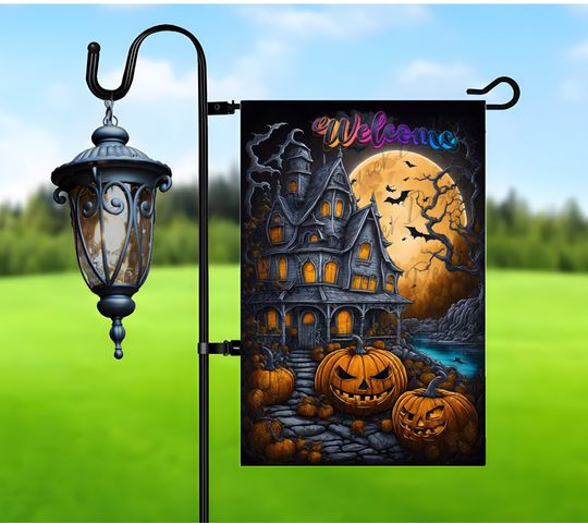 Discover Welcome Halloween Garden Flag , Haunting House Garden Flag