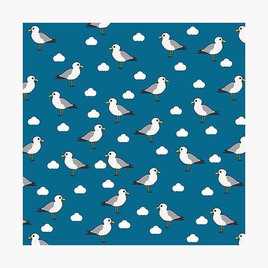 Discover Blue with Seagulls Design
