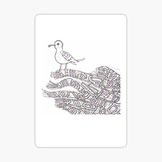 Discover Seagull on beached tree roots